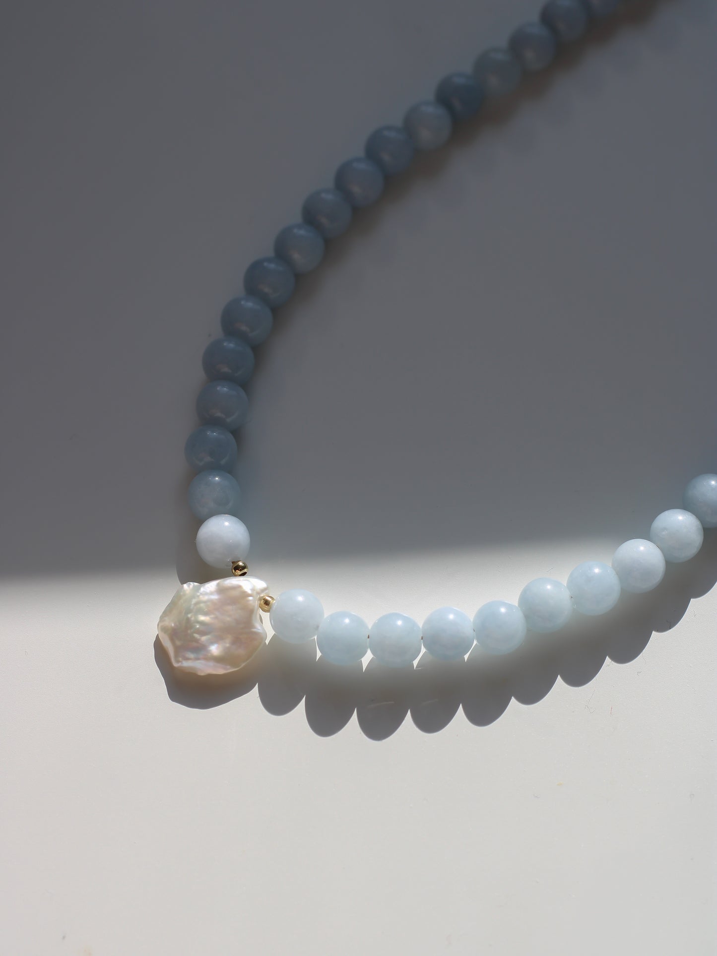 Blue Jade with Pearl Pendant