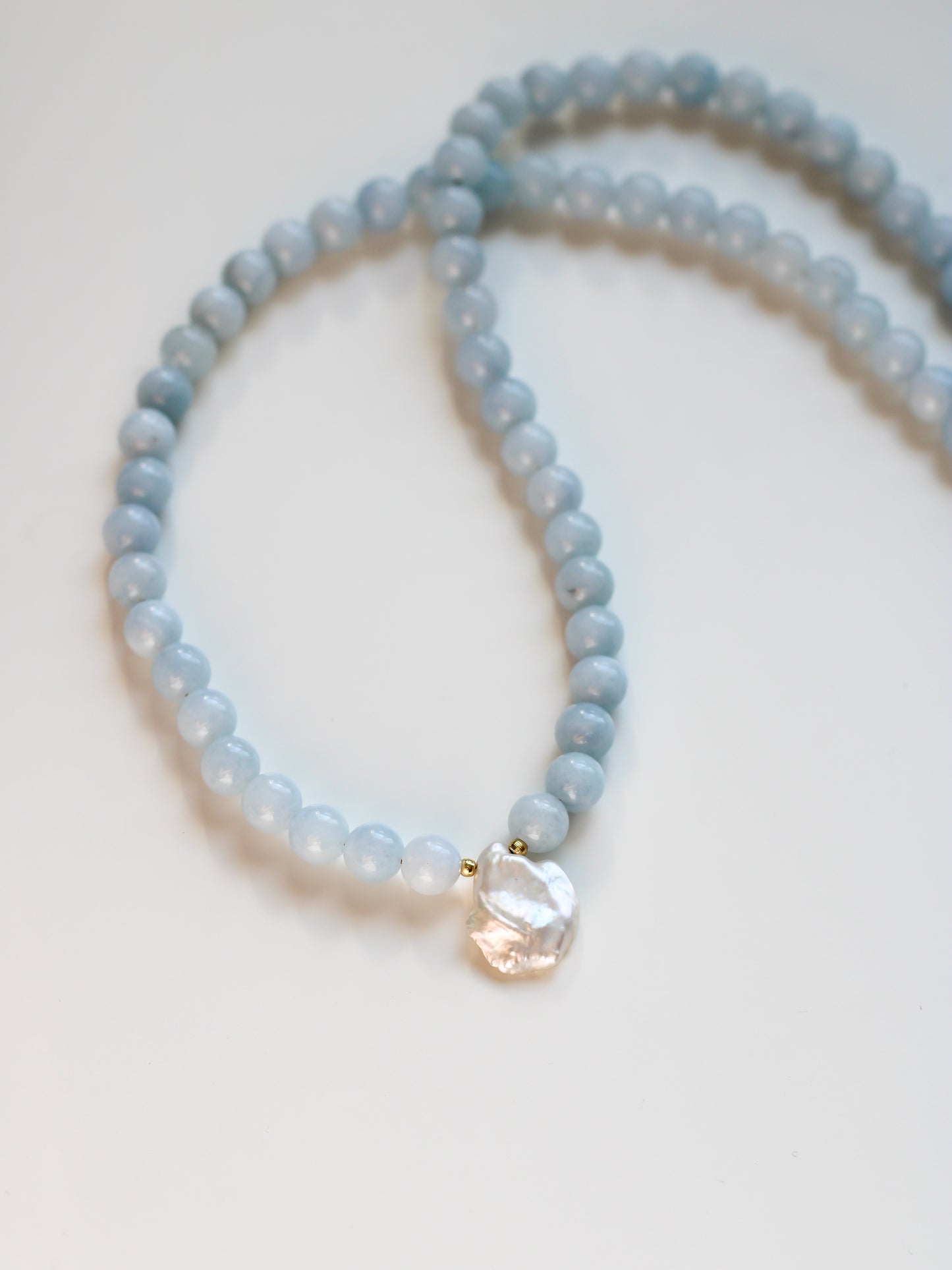 Blue Jade with Pearl Pendant