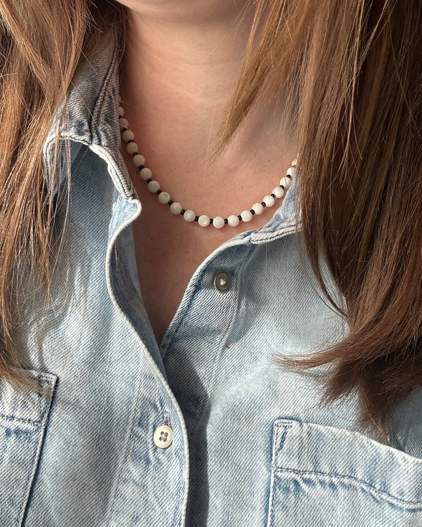 Black & White River Shell Necklace