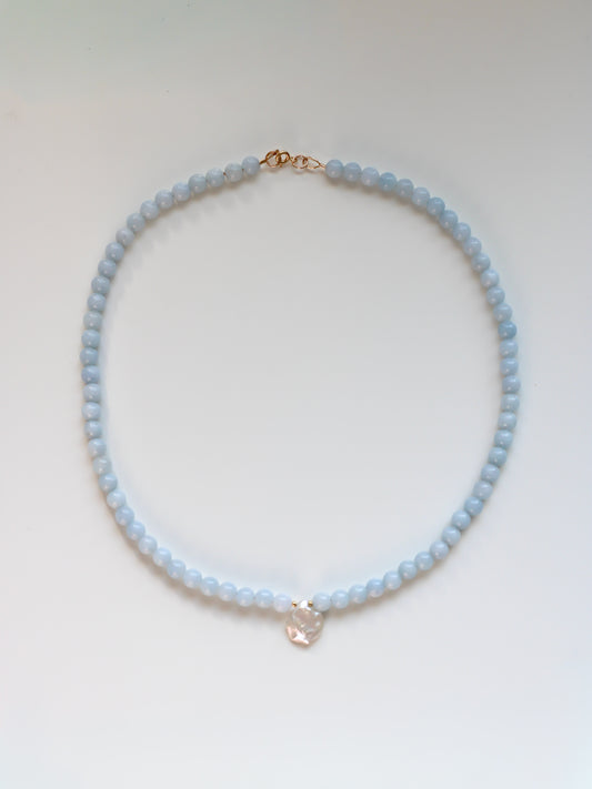 Blue Jade with Pearl Pendant
