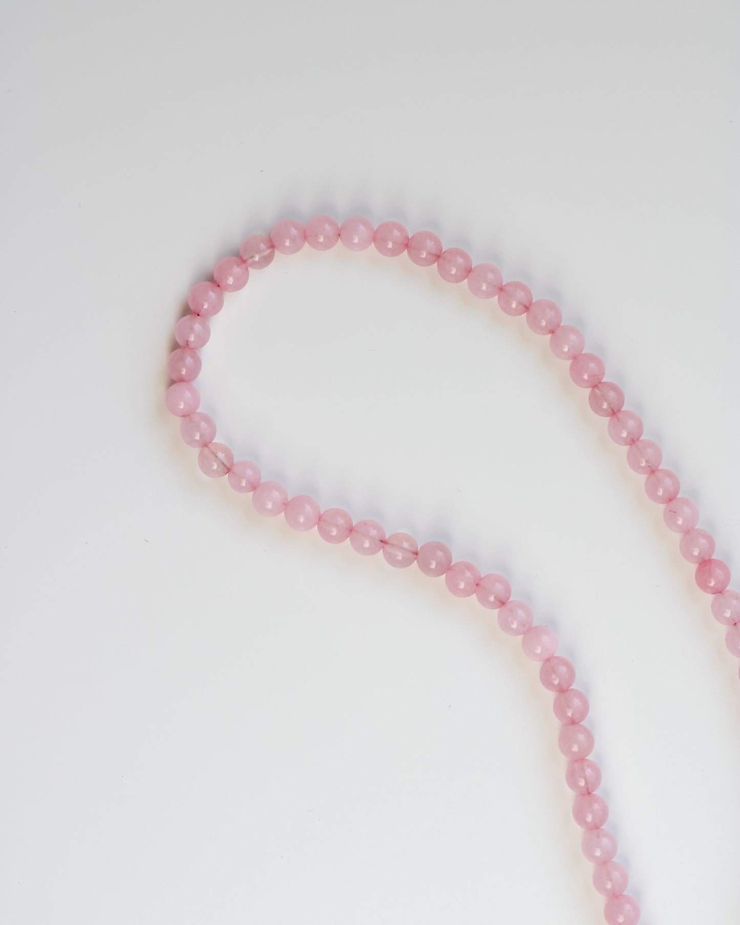 Light Pink Rose Quartz Necklace with Pearl Charm Toggle