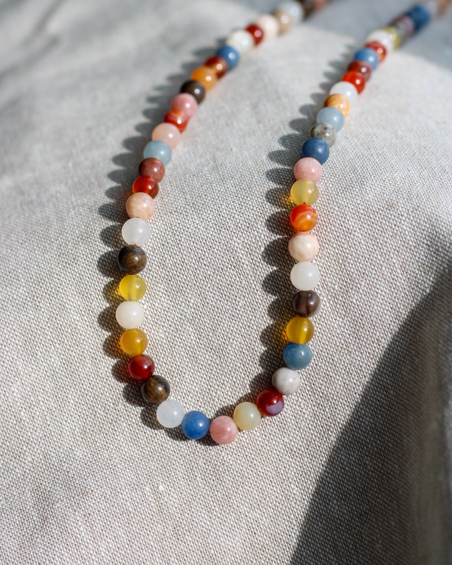 Muted Multicolor Rainbow Gemstone Necklace