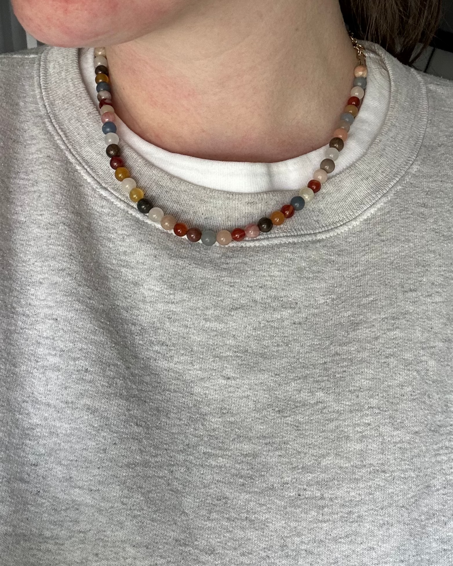 Muted Multicolor Rainbow Gemstone Necklace